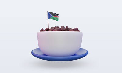 3d coffee day South Sudan flag rendering front view