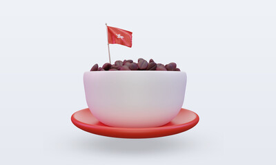 3d coffee day Hongkong flag rendering front view