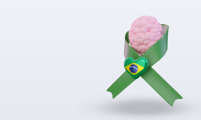 3d Mental Health day Brazil flag rendering right view