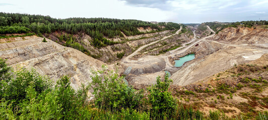 panoramic view of the kaolin quarry, Russia - 527785158