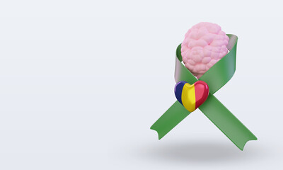 3d Mental Health day Chad flag rendering right view