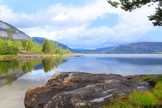 View at the lake Skredvatn, Fyresdal - South Norway