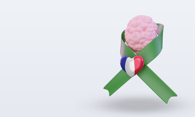 3d Mental Health day France flag rendering right view