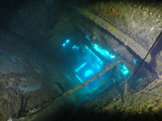 Diving on the ship wrecks of the Palau archipelago. These ship wrecks were from Japanese Navy at WW2.