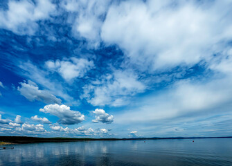 clouds over the lake in the morning