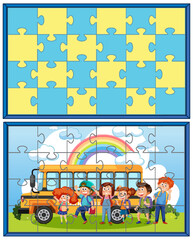 Obraz premium School kids photo puzzle game