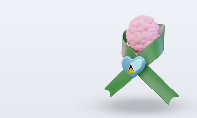 3d Mental Health day St Lucia flag rendering right view