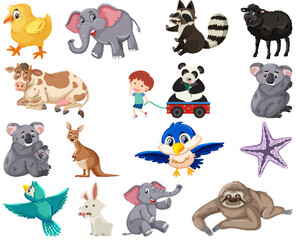 Set of various animals cartoon