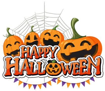 Halloween pumpkin with happy halloween logo
