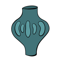 Green vase for flowers.