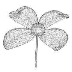 3D mesh of a flower isolated on black background. 3D illustration.