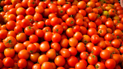 Red Fresh Tomatoes at Vegetable market 