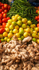 Lamon, ginger, green chilli, tomatoes 