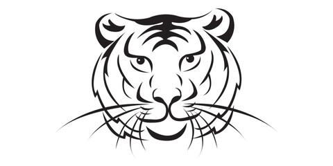 Tiger Face Vector Illustration. Portrait Of Tiger. Head Of Tiger Isolated On White Background