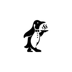 Obraz premium Minimalist Penguin Chef Caterer Logo Template
