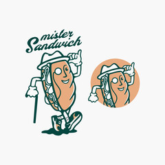 Vintage Mister Sandwich Cartoon Character