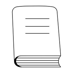 Book. View from above. Sketch. Vector illustration. School textbook in closed position. Coloring book for children. Doodle style. Outline on isolated background. School theme.