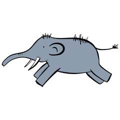 Blue mammoth is running