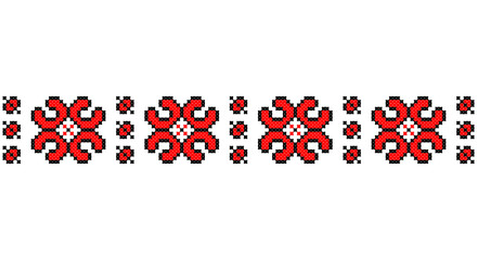 Embroidered good like old handmade cross-stitch ethnic Ukraine pattern. Ukrainian towel ornament, rushnyk called, vector.