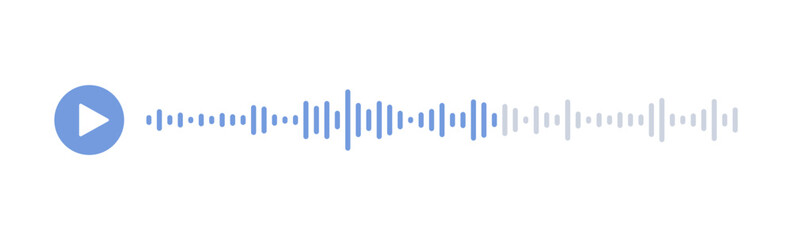 Audio speech soundwave line. Mobile messenger app chat soundbar. Sound wave of voice. Record music player interface. Equalizer icon with spectrum noise. Vector illustration.