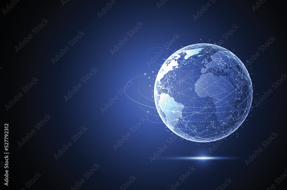 Poster global network connection. world map point and line composition concept of global business. vector i