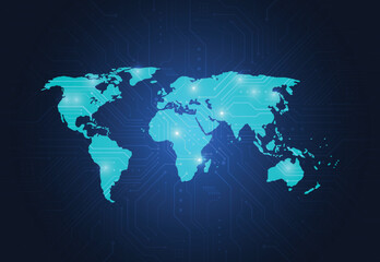 Fototapeta na wymiar Global network connection. World map point and line composition concept of global business. Vector Illustration