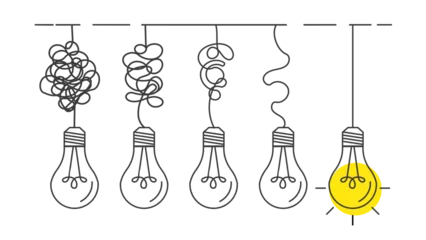 Fotobehang Organization and simplification of processes. Solving a business problem concept. Creative idea vector illustration © oxyggen
