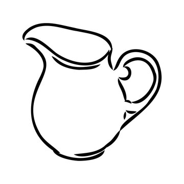Creamer jug hand drawn vector illustration isolated on white background