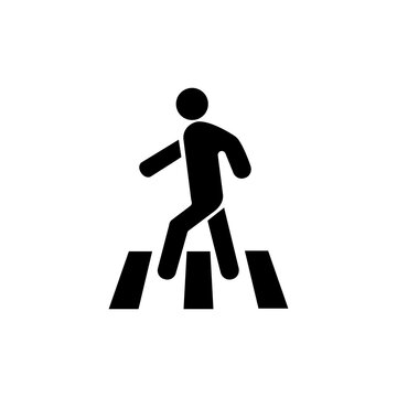 Line Icon Of A Person Crossing The Road At A Pedestrian Crossing. Zebra, White Stripes, Pedestrian, Driver, Traffic Rules. Traffic Light Concept. Vector Line Icon For Business And Advertising