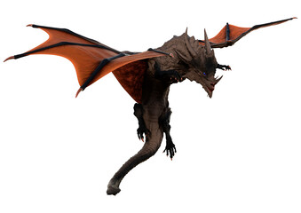 3D Rendering Fairy Tale Dragon on White
