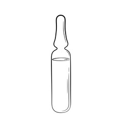 Medicine ampoule hand drawn in doodle sketch style. Liquid ampoule simple icon. Isolated vector illustration.