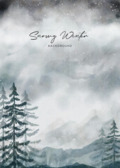 Fototapeta premium Snowy winter pine forest