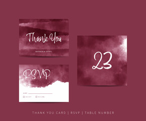 Set of wedding stationery with abstract watercolor