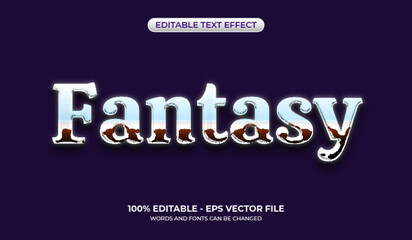 Shiny fantasy text effect. Cool editable three-dimensional chrome text effect
