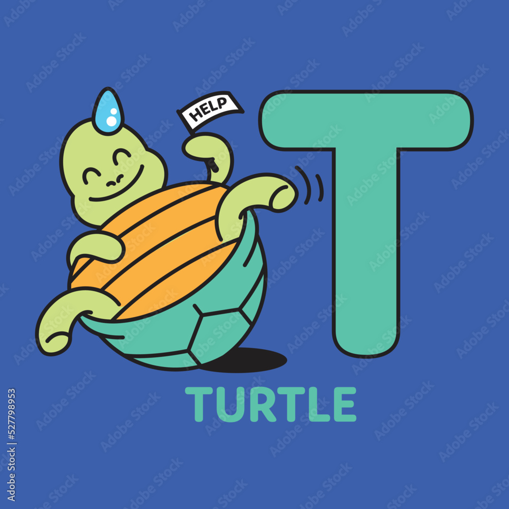 Sticker alphabet t turtle