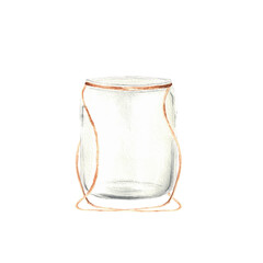 Hand-painted glass jar. An isolated element of garden set.