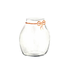 Hand-painted glass vase. An isolated element of garden set.