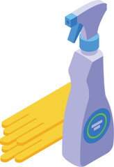 Cleaning gloves spray icon isometric vector. Household cleaner. House service