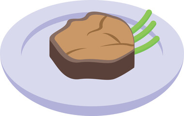 Steak icon isometric vector. Bbq food. Fire picnic
