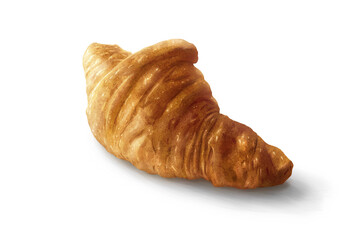 Illustration of a butter croissant isolated on an empty background. Digital painting