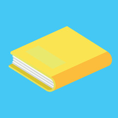 Yellow hardcover book, illustration, vector
