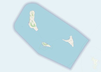 Comoros physical map with important rivers the capital and big cities