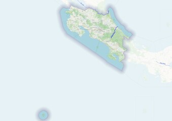 Costa Rica physical map with important rivers the capital and big cities