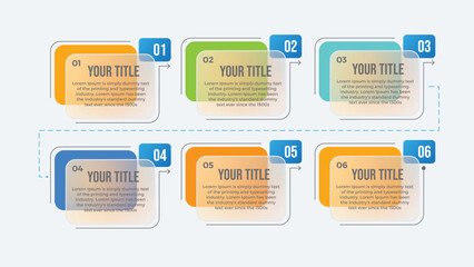 Modern minimal Business infographics 6 steps Glass morphism effect Modern vector for company or corporate business project and presentation Can be used for process, presentations, layout, banner 