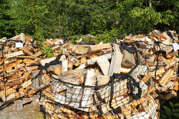 Sawn and chopped wood, firewood. winter stock