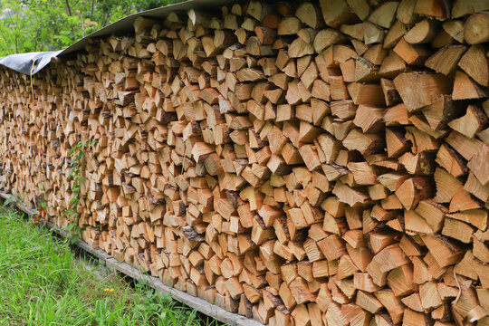 Sawn and chopped wood, firewood. winter stock