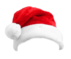 Red Santa Claus hat isolated on white