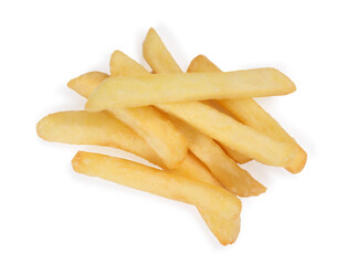 Fototapeta premium Delicious fresh french fries on white background, top view