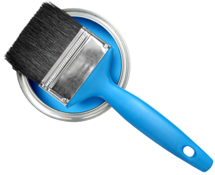 Blue paint can and brush