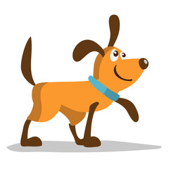 Walking cute cartoon dogs. funny dogs, on a white background. Furry human friends home animals